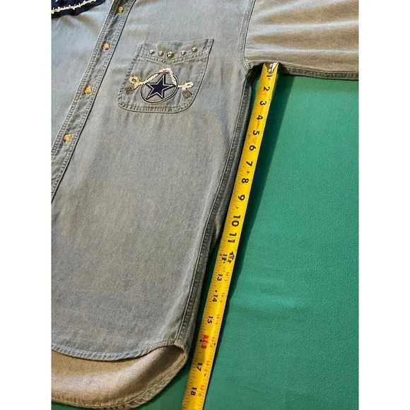 Dallas Cowboys Large Shirt Button Up Denim Embroidered spirit cliff eagle - Picture 8 of 12